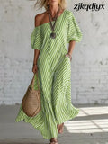 Off The Shoulder Maxi Dress - Green / S