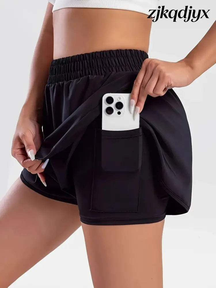 Pocketed High Waist Active Shorts