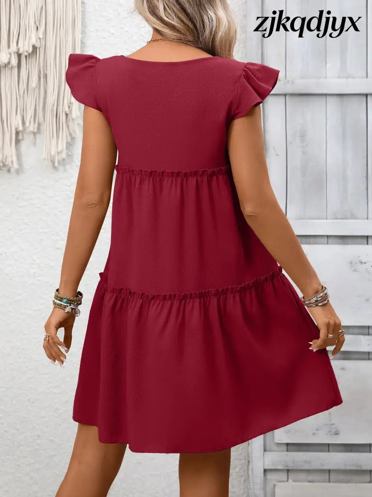 Ruffle Sleeve Mini Dress