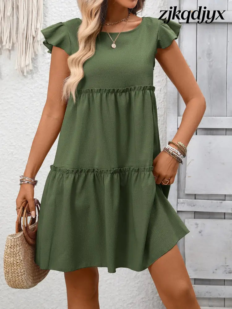 Ruffle Sleeve Mini Dress