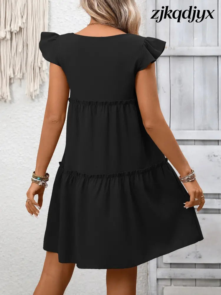 Ruffle Sleeve Mini Dress