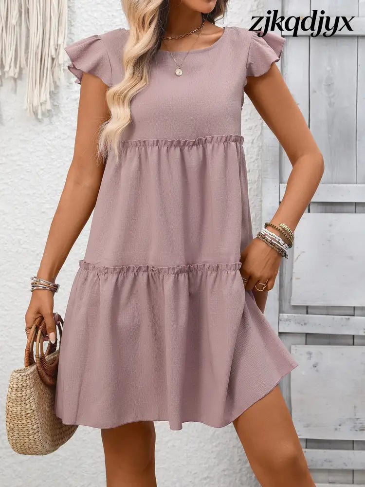 Ruffle Sleeve Mini Dress