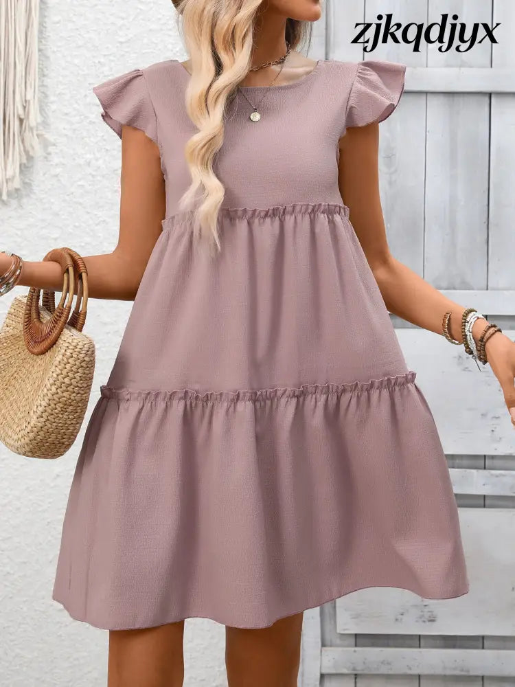 Ruffle Sleeve Mini Dress