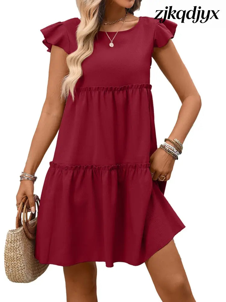 Ruffle Sleeve Mini Dress
