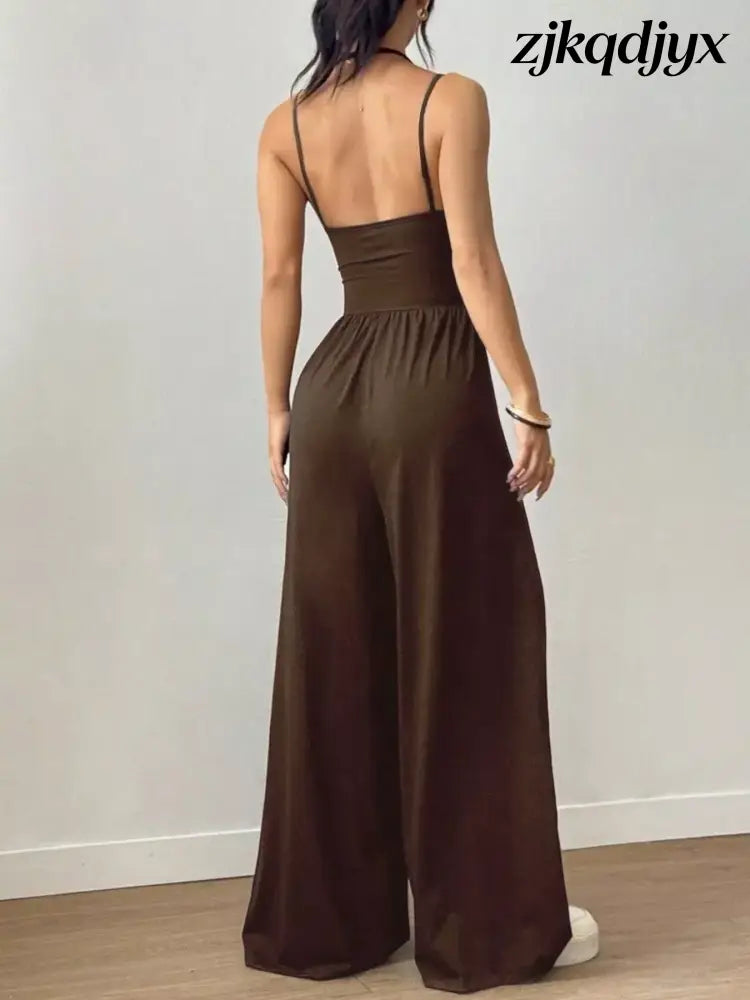 Spaghetti Strap Wide Leg Jumpsuit