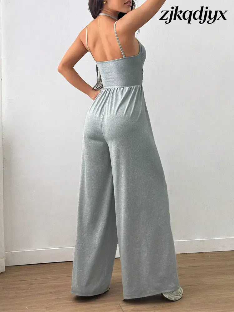 Spaghetti Strap Wide Leg Jumpsuit