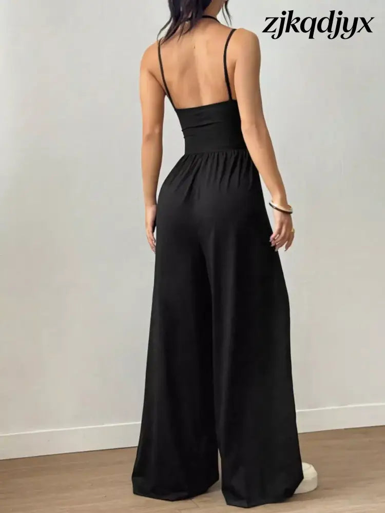 Spaghetti Strap Wide Leg Jumpsuit
