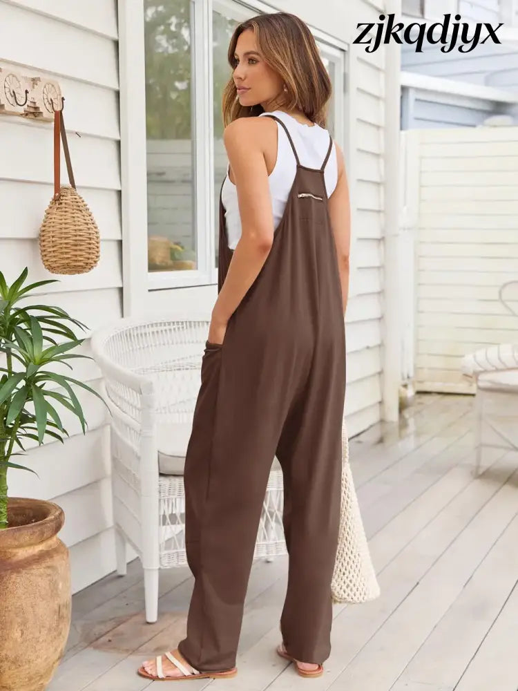 The Everyday V-Neck Sleeveless Jumpsuit with Pockets