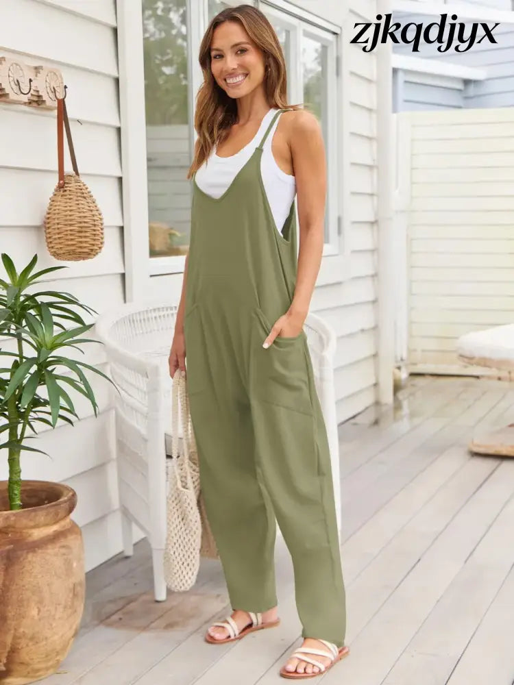 The Everyday V-Neck Sleeveless Jumpsuit with Pockets