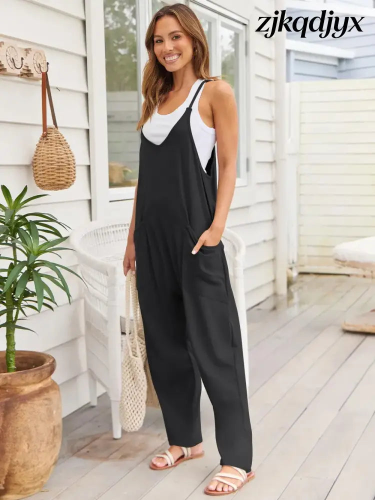 The Everyday V-Neck Sleeveless Jumpsuit with Pockets