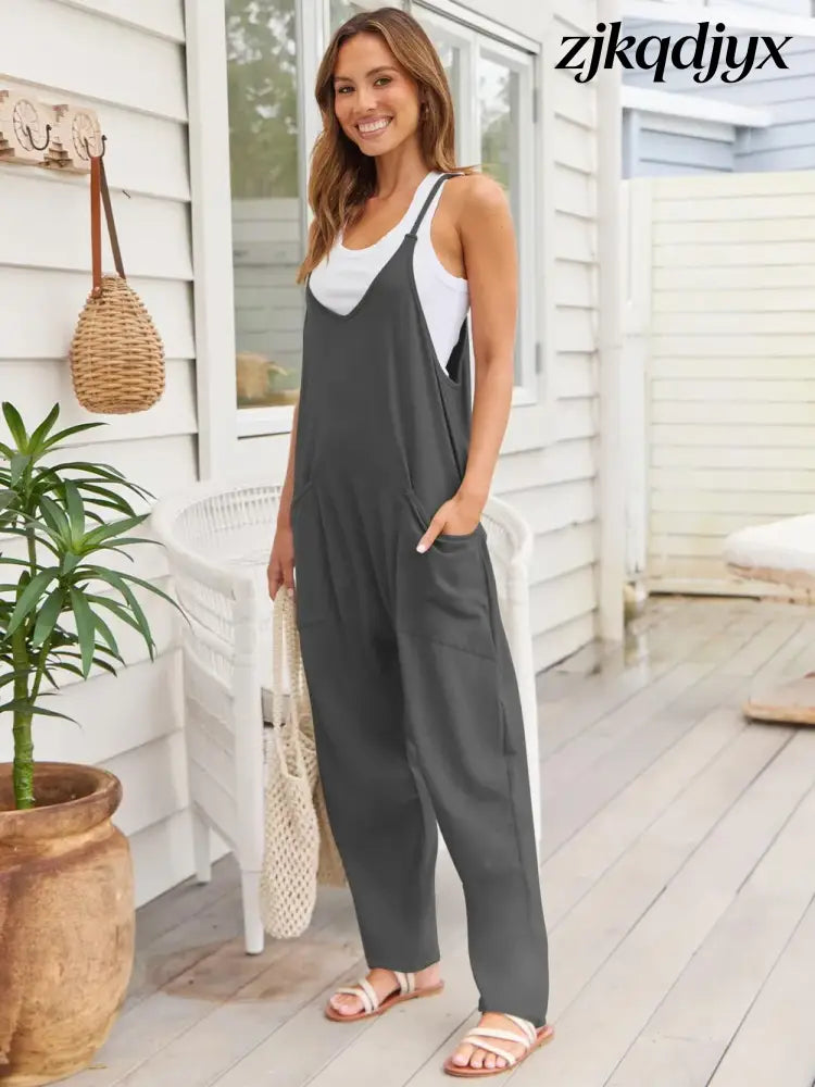 The Everyday V-Neck Sleeveless Jumpsuit with Pockets