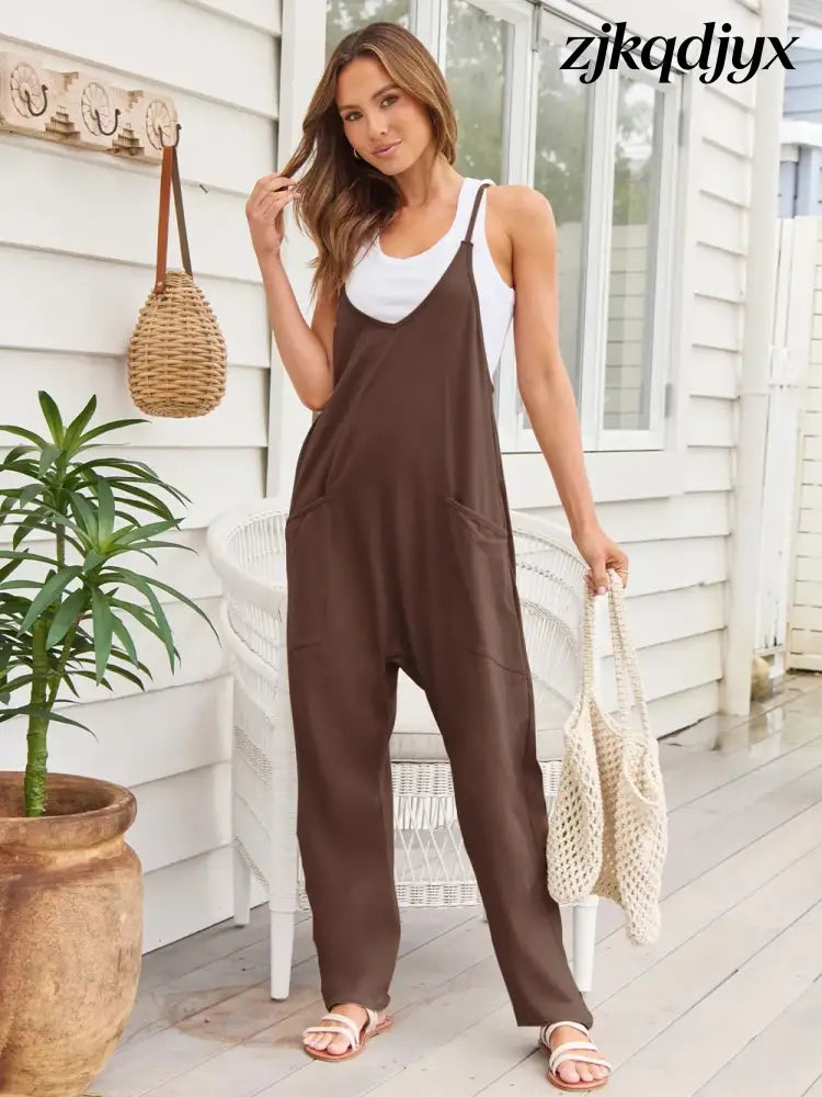 The Everyday V-Neck Sleeveless Jumpsuit with Pockets
