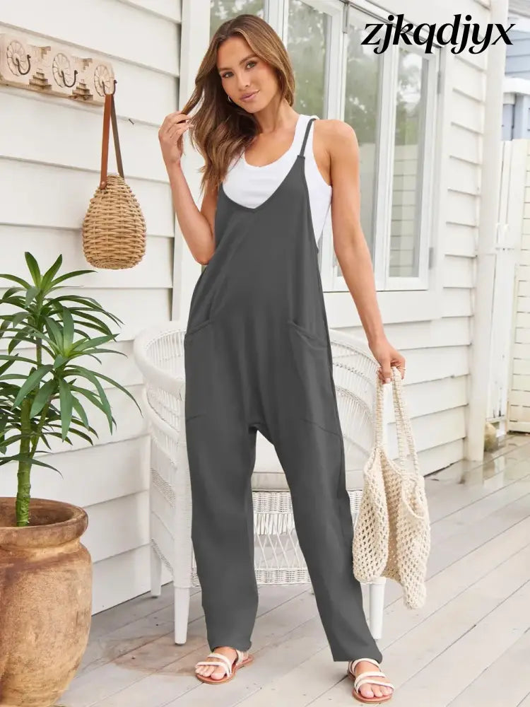 The Everyday V-Neck Sleeveless Jumpsuit with Pockets