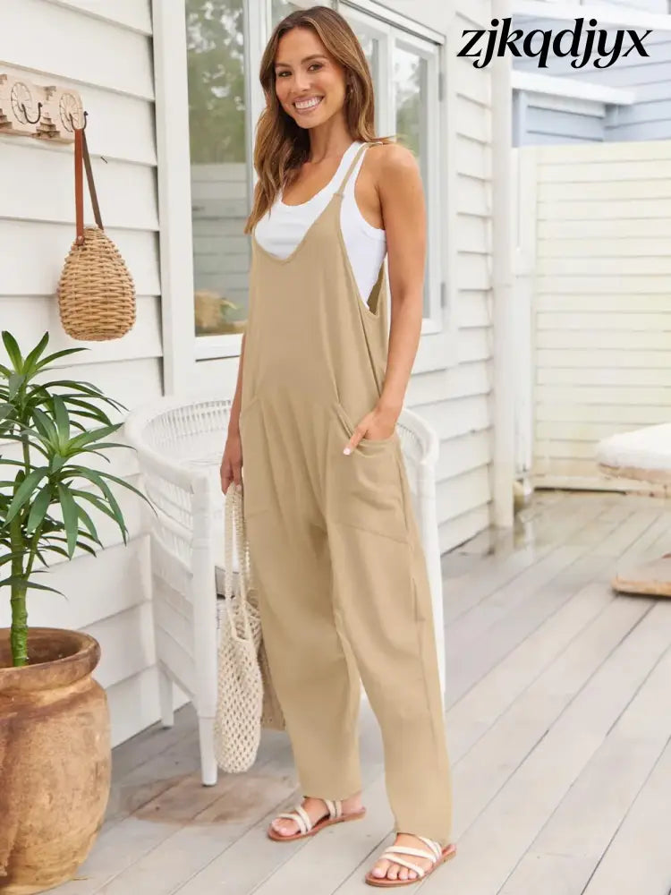 The Everyday V-Neck Sleeveless Jumpsuit with Pockets