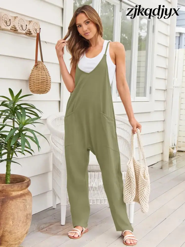 The Everyday V-Neck Sleeveless Jumpsuit with Pockets