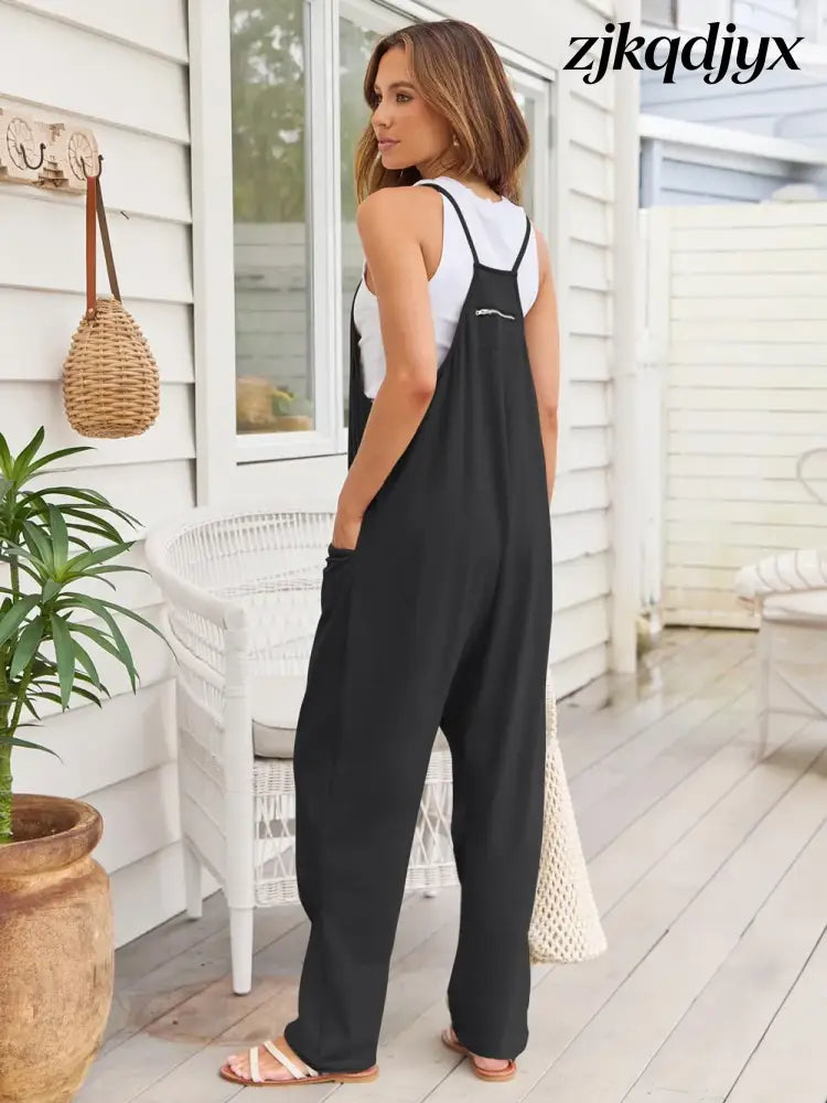 The Everyday V-Neck Sleeveless Jumpsuit with Pockets