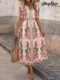 The Magnolia V-Neck Midi Dress - Fuchsia Pink / M