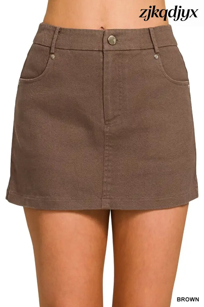 Zenana Mini Skirt - BROWN / S