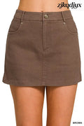 Zenana Mini Skirt - BROWN / S